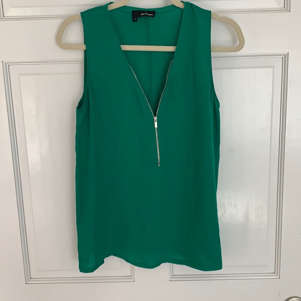 The Kooples green zip up silk blouse size small